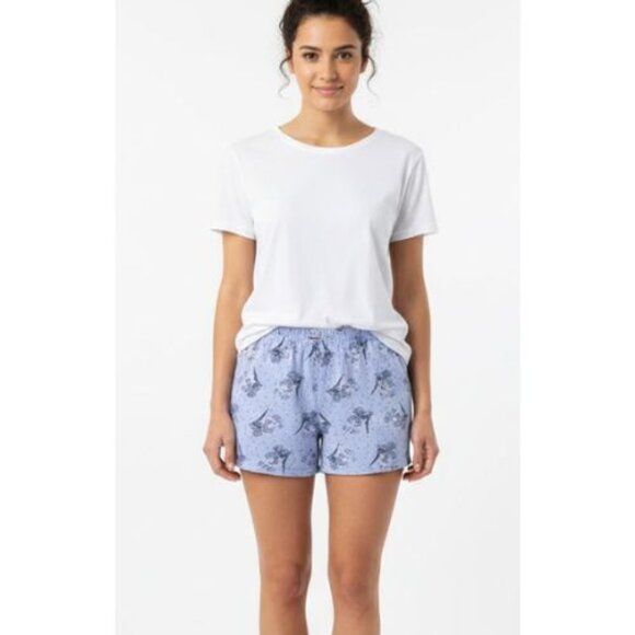 La Vie En Rose Pants - La Vie En Rose Medoum Blue Paris Poodle Oh La La Print Lounge Shorts